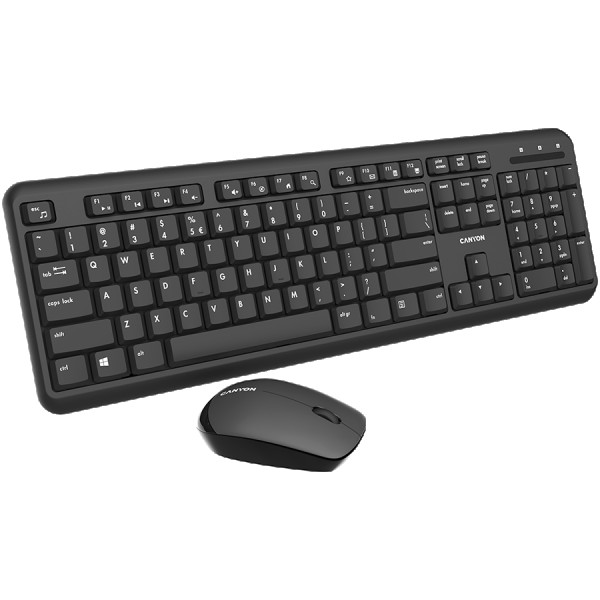 Wireless combo set,Wireless keyboard with Silent switches,104 keys, UK&US 2 in 1 layout,optical 3D Wireless mice 100DPI black ( CNS-HSETW02
