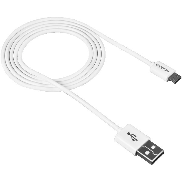 CANYON UM-1 Micro USB cable, 1M, White, 15*8.2*1000mm, 0.018kg ( CNE-USBM1W )