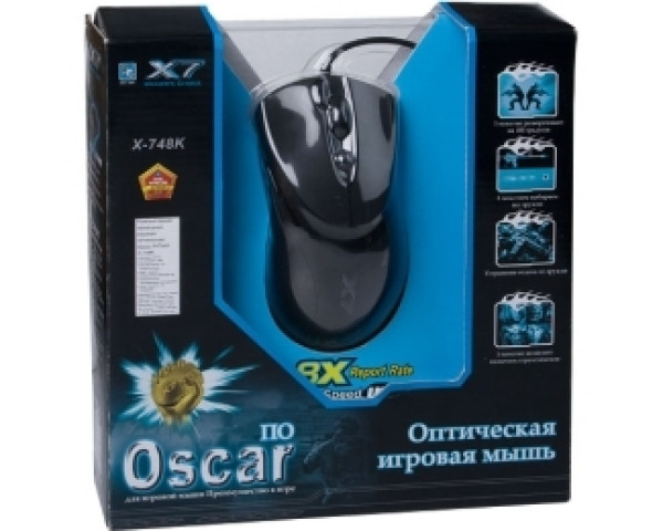 A4 TECH X-748K X7 Oscar Optical 3xFire USB crni miš
