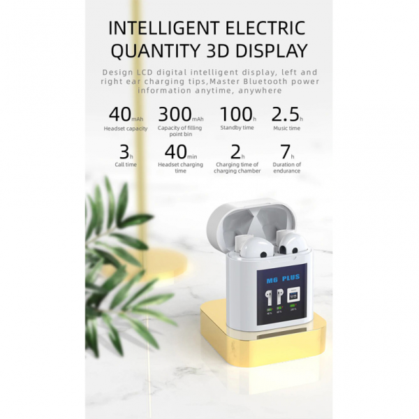 Bluetooth slusalice Airpods M6 Plus bele