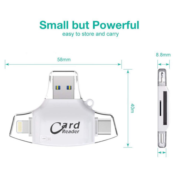 Citac kartica SD microSD na Type C Lightning USB 2.0 JWD-84 beli