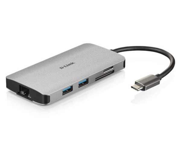 D-Link 8-in-1 USB-C Hub sa HDMIEthernetCard ReaderPower Delivery