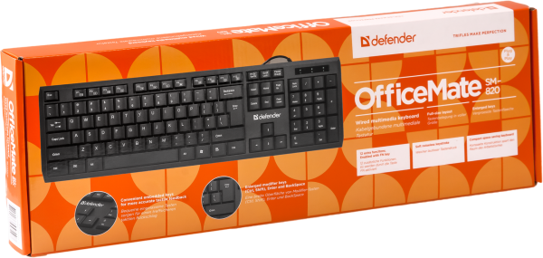 Tastatura Defender OfficeMate SM-820 US USB, žična Crna