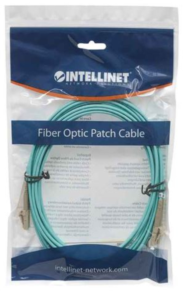 Intellinet Fiber Optic, MM, LCLC, 50125, OM4, 5m, Aqua