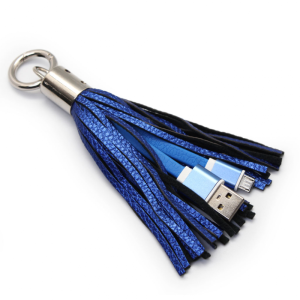 Data kabl sa priveskom micro USB plavi