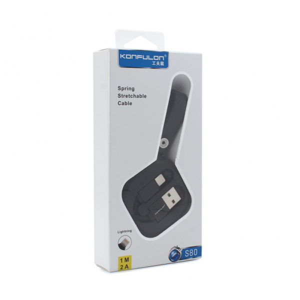 Data kabl KONFULON S80 privezak iPhone lightning crni 1m