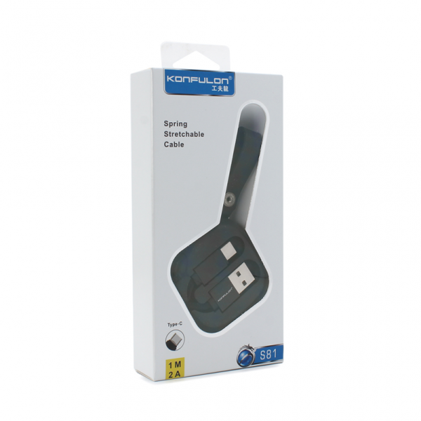Data kabl KONFULON S81 privezak Type C crni 1m