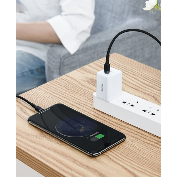 Data kabl Baseus Cafule Type C na iPhone sivo crni 1m