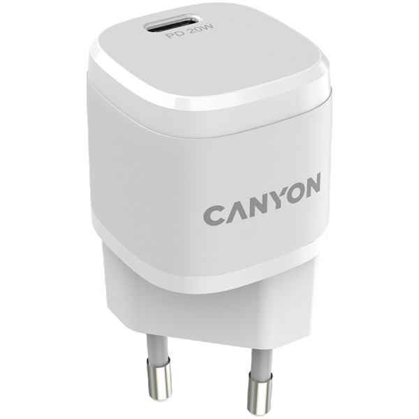 Canyon, PD 20W Input: 100V-240V, Output: 1 port charge: USB-C:PD 20W (5V3A9V2.22A12V1.66A) , Eu plug, Over- Voltage ,  over-heated, over-cu