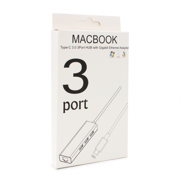 Adapter Type C na 3 USB 3.0 + RJ45 Gb JWD-T5 roze