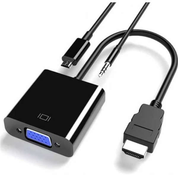 Adapter HDMI(M) na VGA(F) + audio + USB Micro Linkom