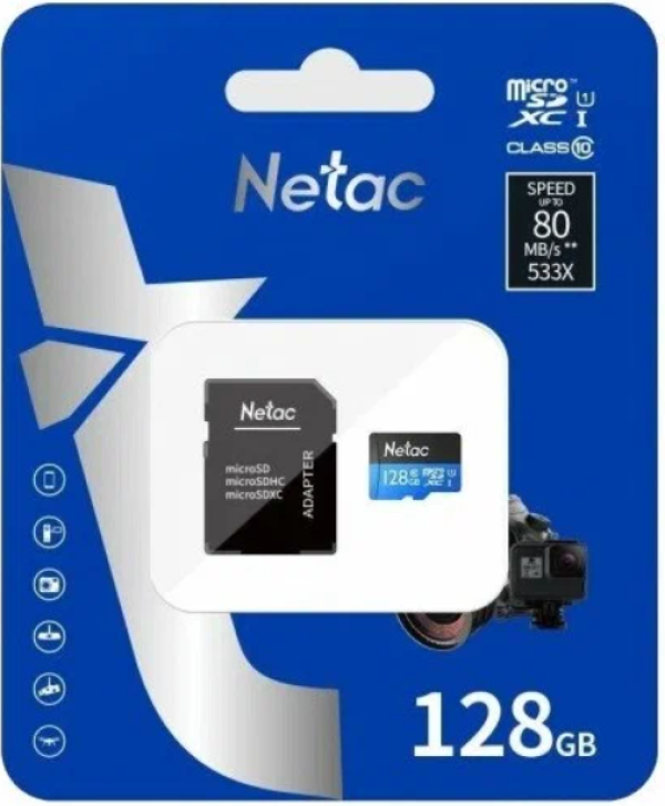 Micro SDXC Netac 128GB P500 Standard NT02P500STN-128G-R + SD adapter