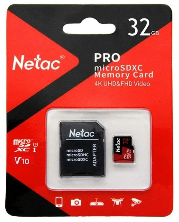 Micro SDHC Netac 32GB P500 Extreme Pro NT02P500PRO-032G-R + SD adapter