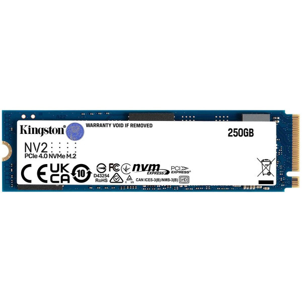 Kingston 250GB NV2 M.2 2280 PCIe 4.0 NVMe SSD, up to 30001300MBs, 80TBW, EAN: 740617329889 ( SNV2S250G ) 